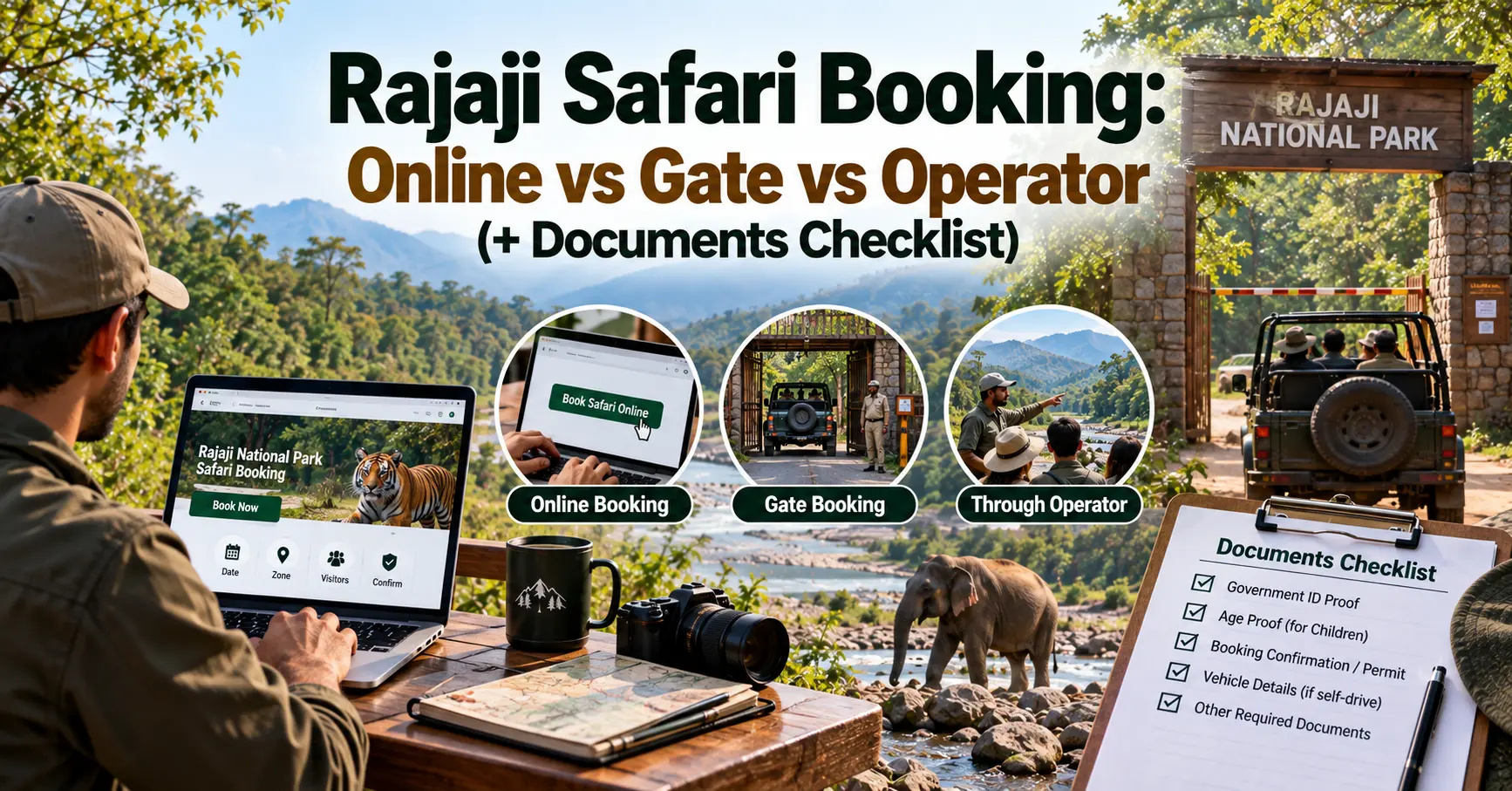 Rajaji Safari Booking Online vs Gate vs Operator
