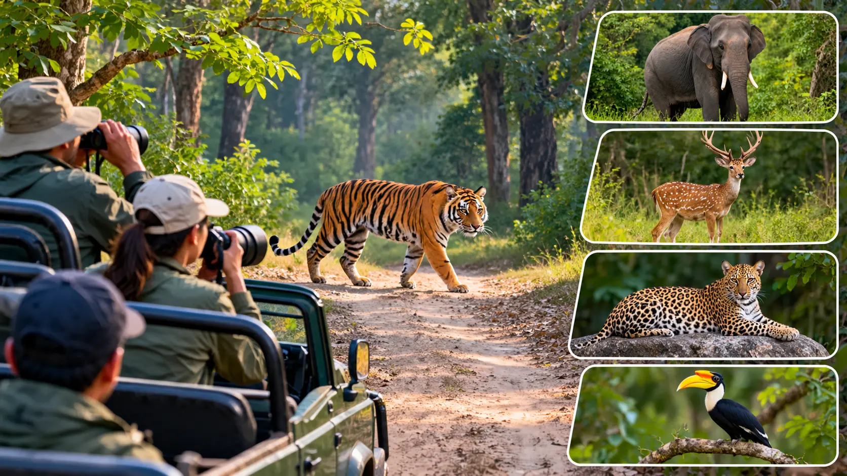 Wildlife Safari in Rajaji National Park Types, What to Expect and How to Choose 1 Rajaji Safari Wildlife Collage